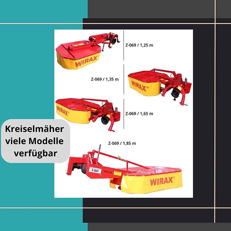 Wirax 185 Cm hydraulisch Kreiselmäher 1,85 Trommelmäher Trommelmähwerk